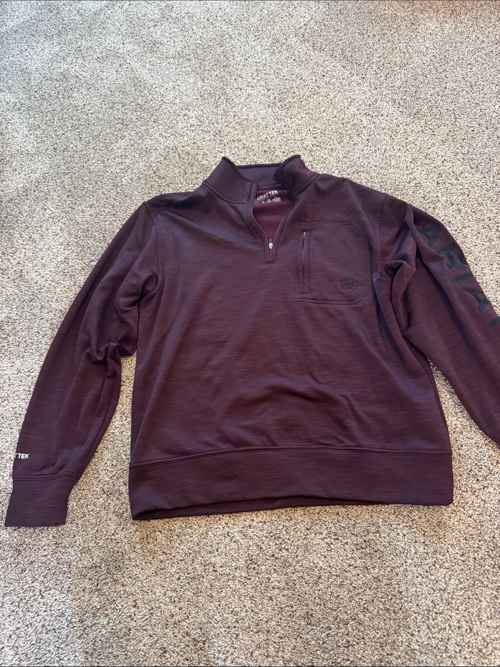 Ariat-tek Men's Burgundy Quarter-Zip Long-sleeve Pullover size S